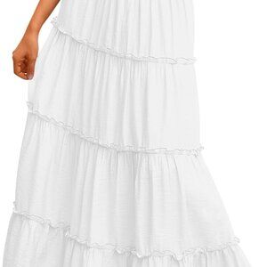 Long Skirts for Women Boho Maxi Skirt Summer Swing Tiered A-Line Elastic High Wa